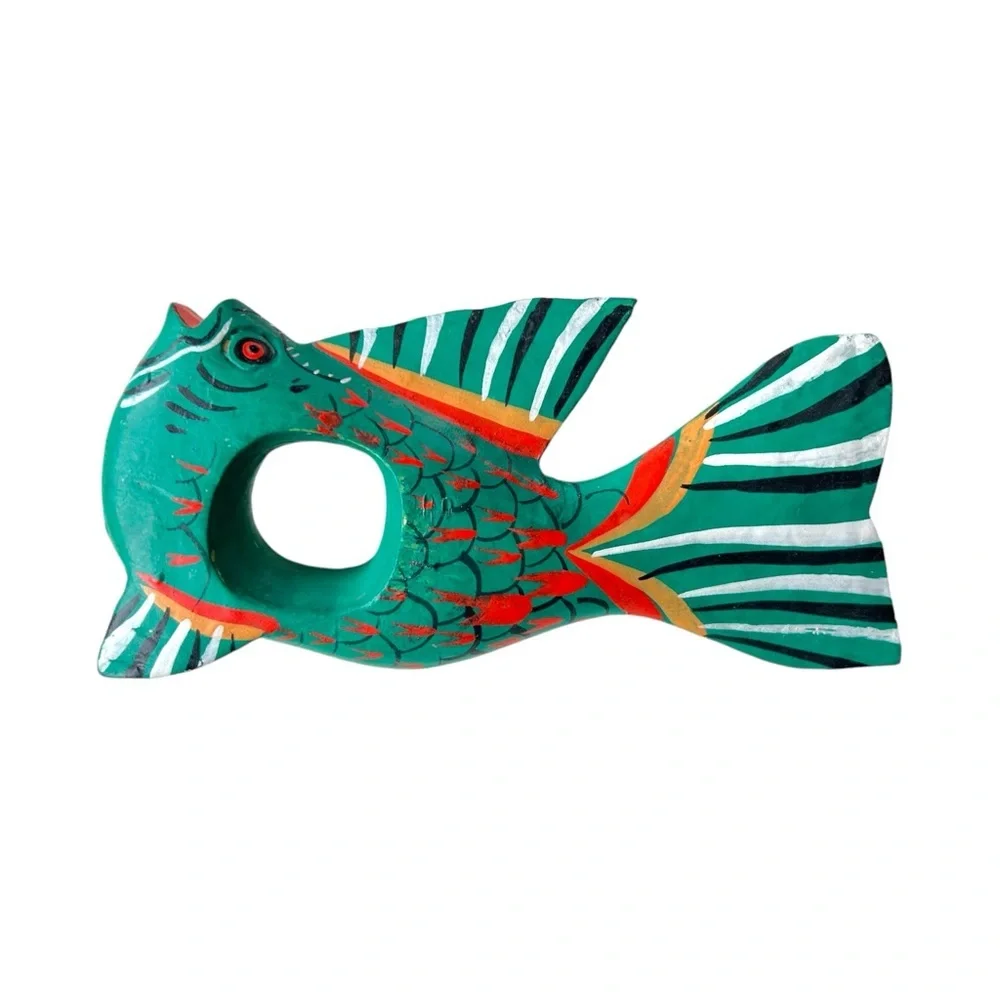 4/$20 Set of 4 Hand-Painted Wood Fish Napkin Holders